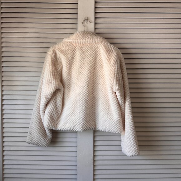 Lulu's Cozy Elegance Cream Faux Fur Textured Collared Jacket - Large - Picture 5 of 8